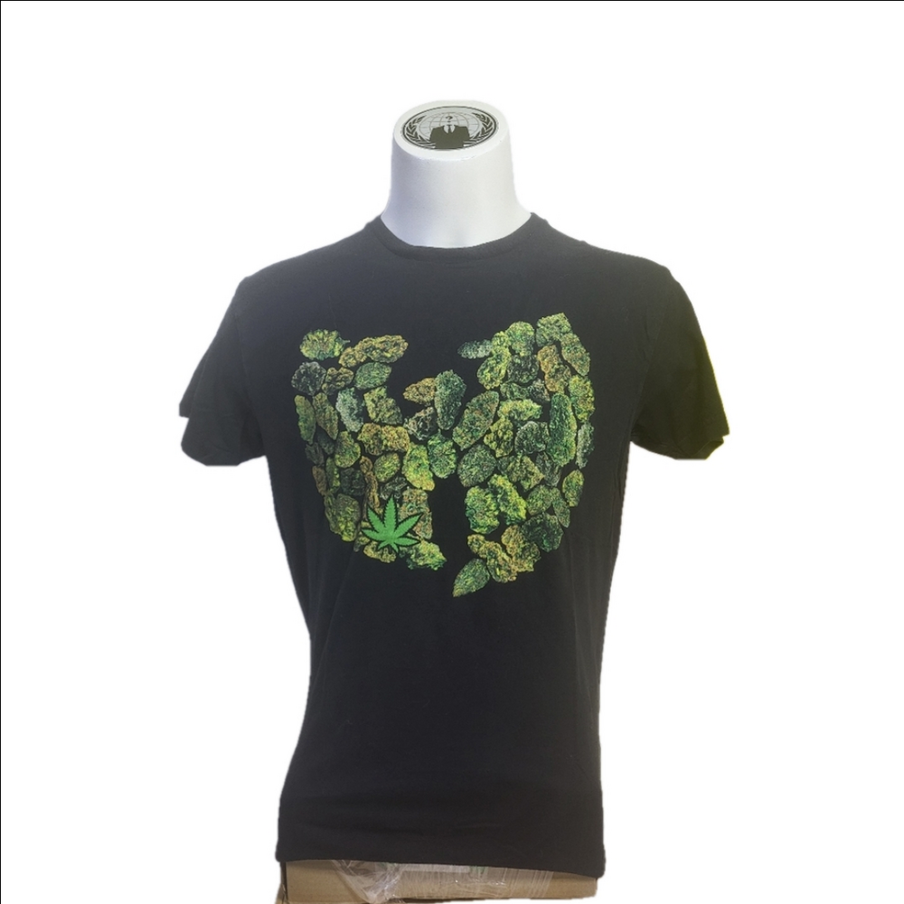 Wu-Tang Black T-Shirt with Green Leaf Graphic